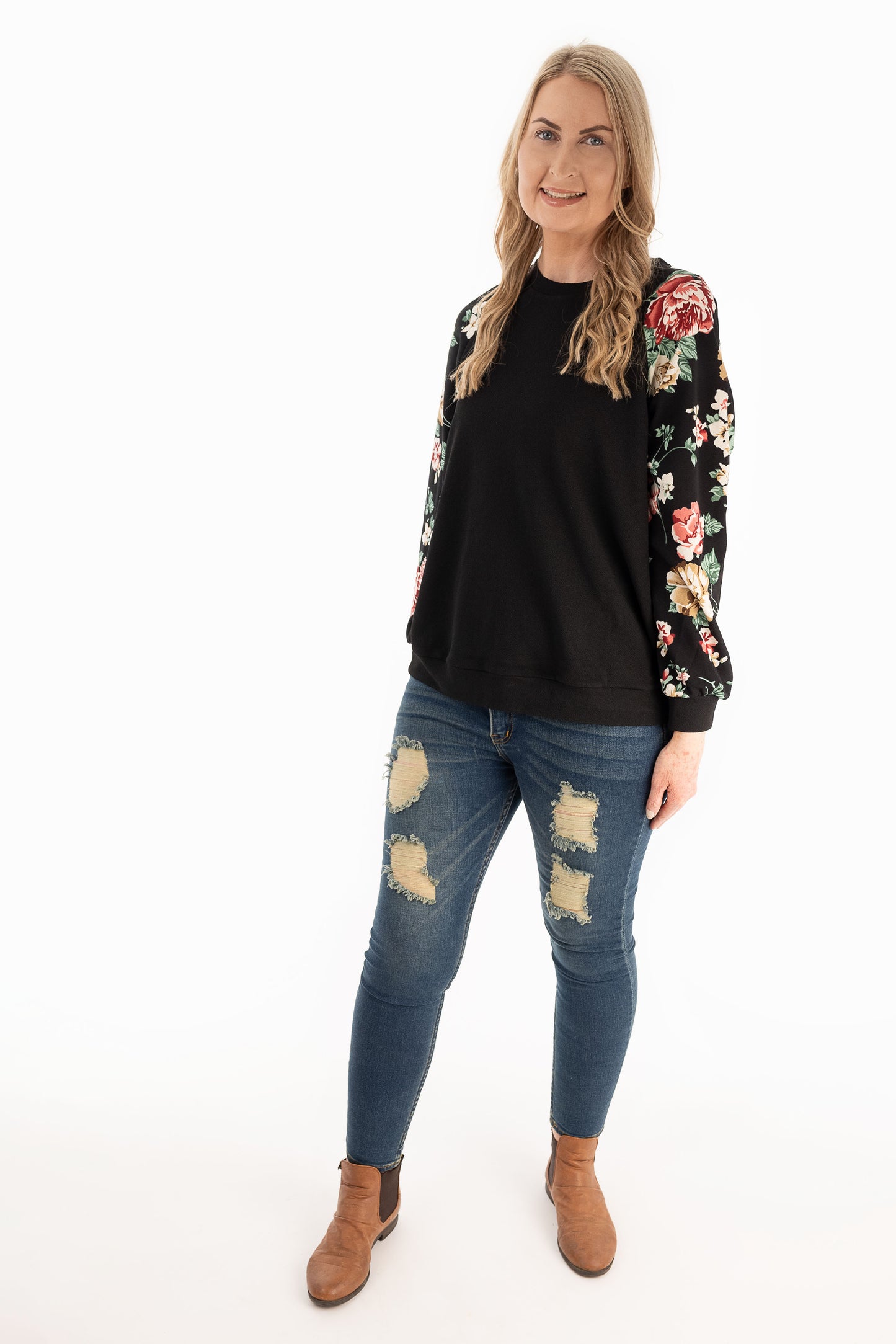 Floral Sleeve Henrietta Top