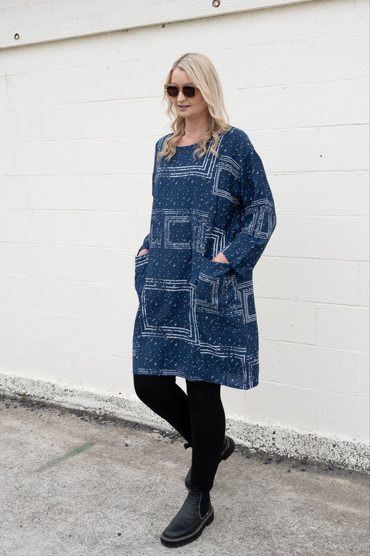 Geo Tunic/Dress - Navy