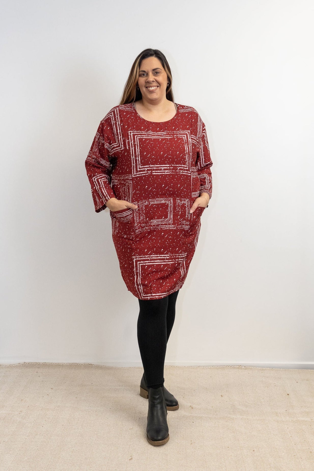 Geo Tunic/Dress - Wine