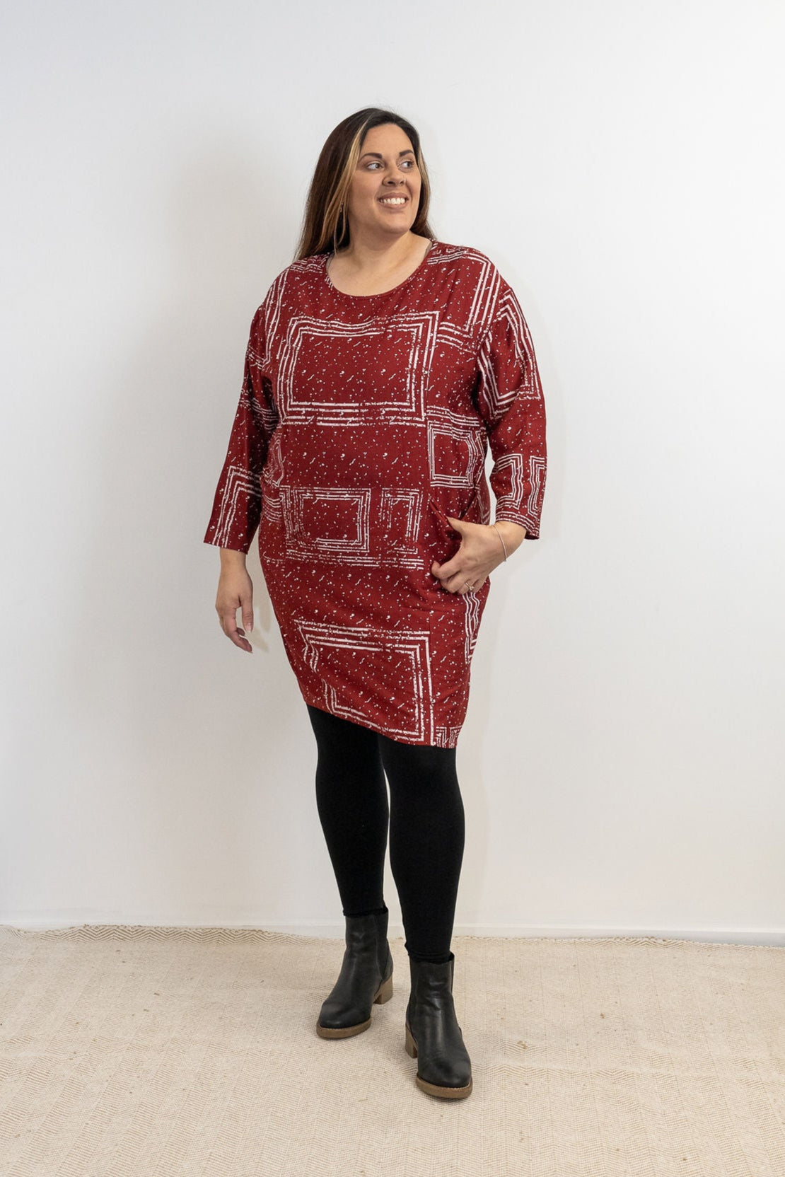 Geo Tunic/Dress - Wine