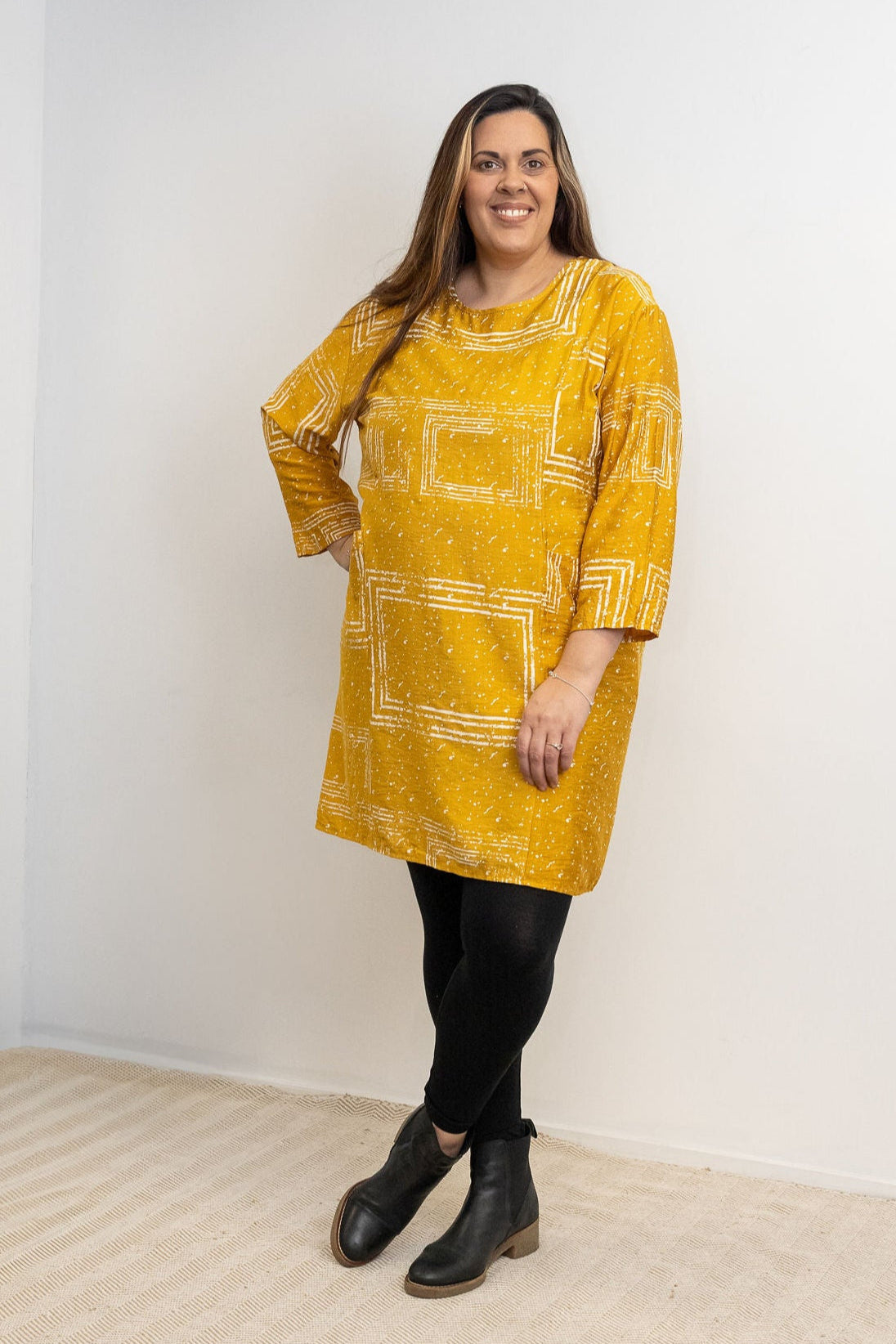 Geo Tunic/Dress - Mustard