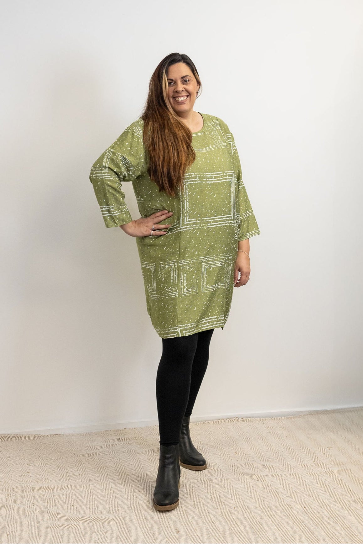 Geo Tunic/Dress - Green Tea
