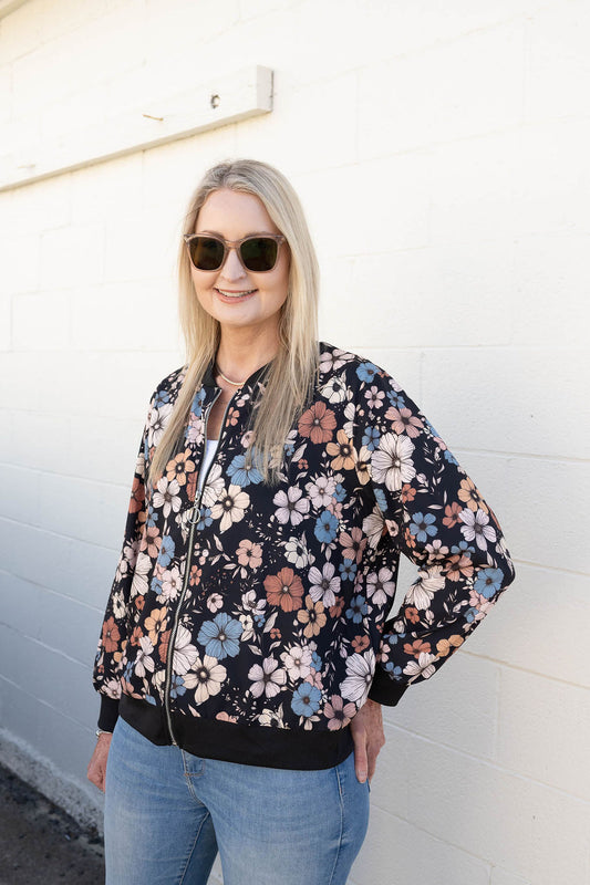 Amery Dark Floral Zip Up