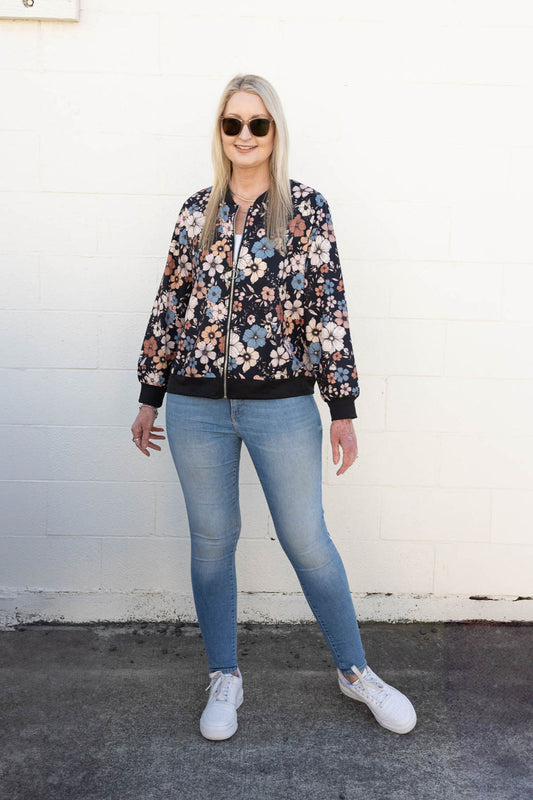 PRE-ORDER** Amery Dark Floral Zip Up