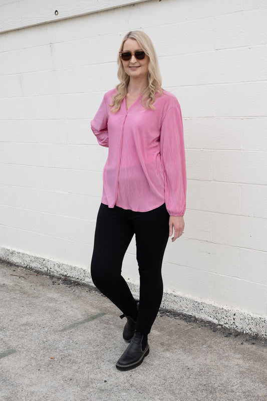 Pleated Vivian Top - Pink