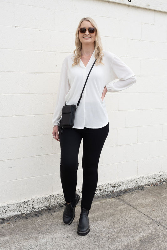 Pleated Vivian Top - White