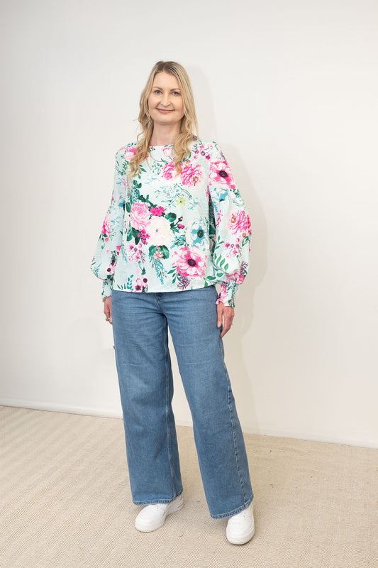 Floral Clementine Top - Blues