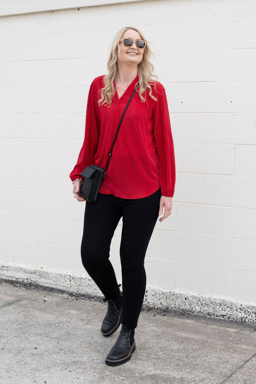 Pleated Vivian Top - Red