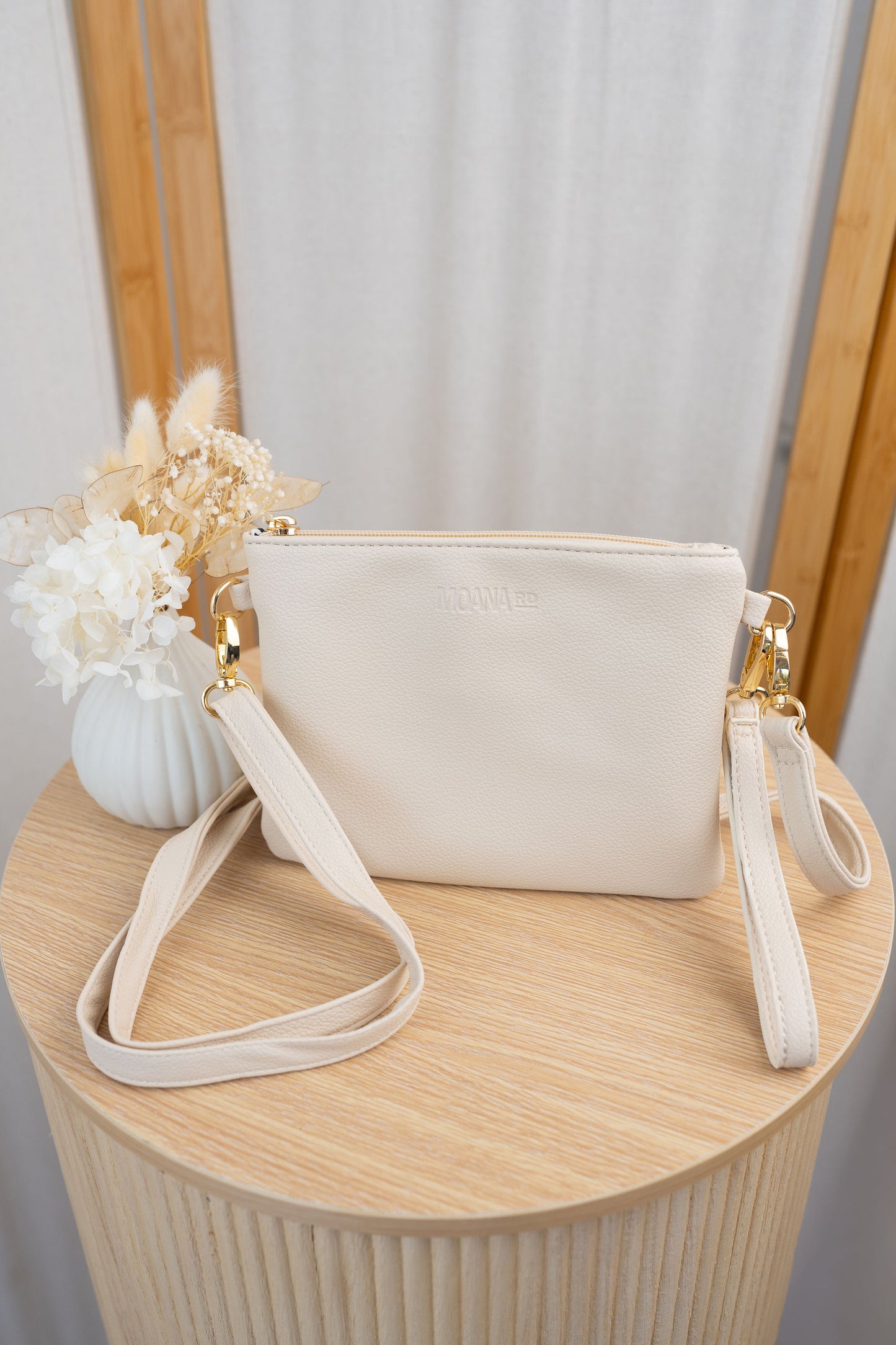 Vegan Leather Viaduct Clutch - Cream