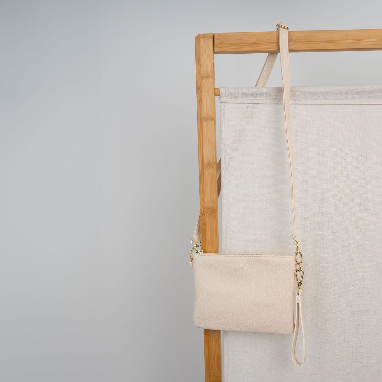 Vegan Leather Viaduct Clutch - Cream