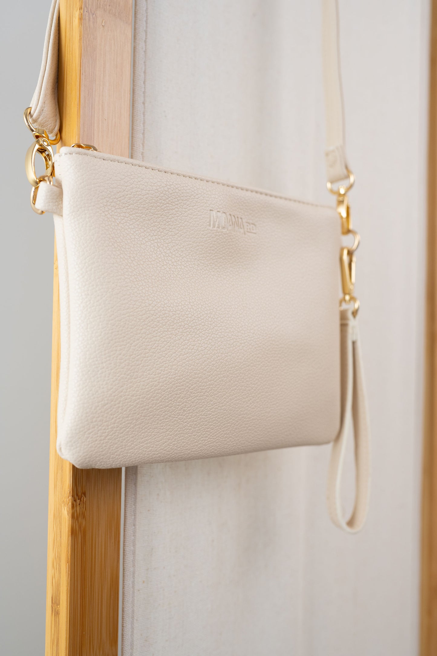 Vegan Leather Viaduct Clutch - Cream