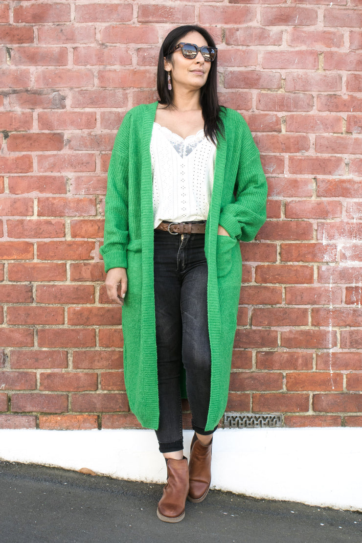 Snuggly Wool Blend Haven Cardigan - Prickle Green