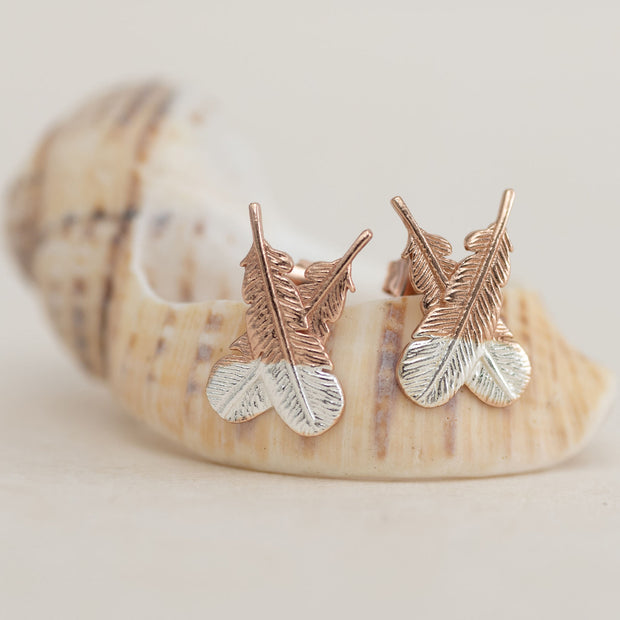 Rose Gold - Huia Feather Studs