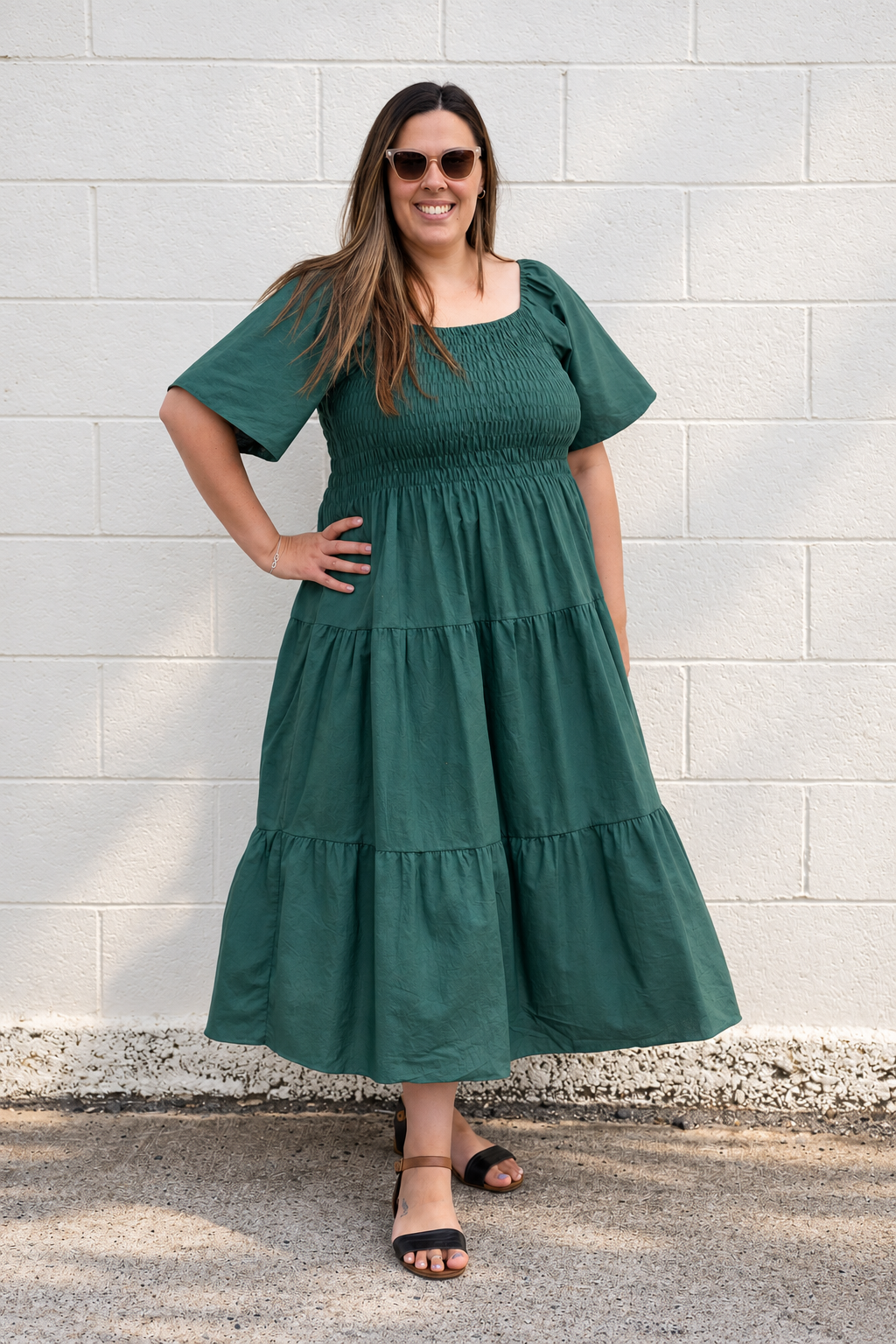 Shirred Bust Soph Maxi - Emerald Green