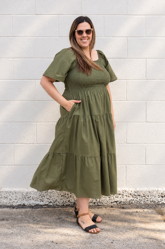 Shirred Bust Soph Maxi - Khaki