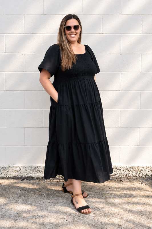 Shirred Bust Soph Maxi - Liquorice