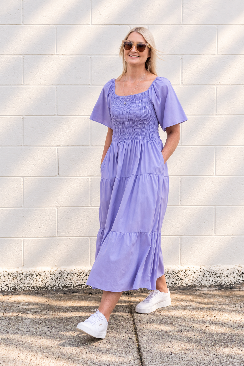 Shirred Bust Soph Maxi - Wisteria