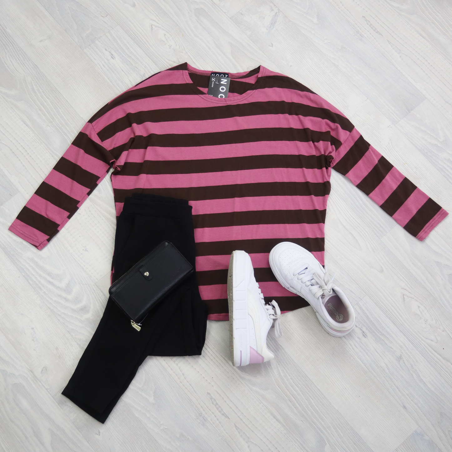 Solid Stripe Batwing Molly Top - Rose & Brown