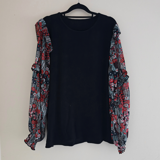 Black Chiffon Sleeve Moira Top