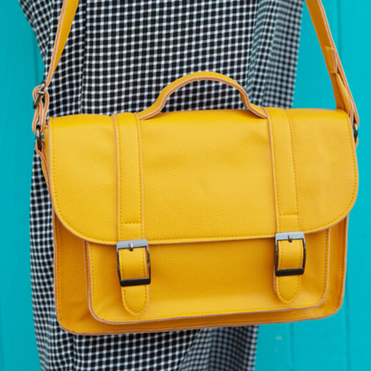 Vegan Leather Primary School Bag - Buttercup Yellow