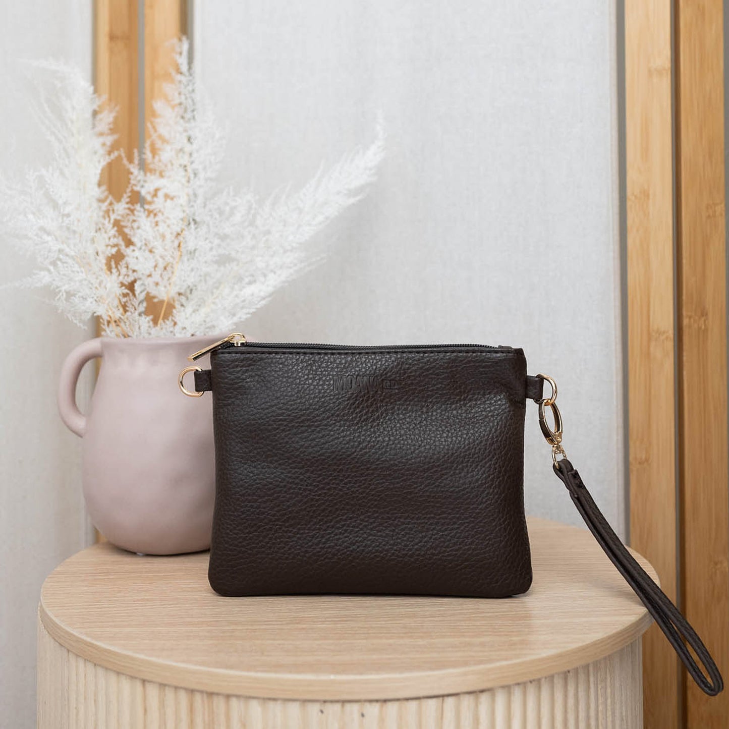 Vegan Leather Viaduct Clutch - Chocolate