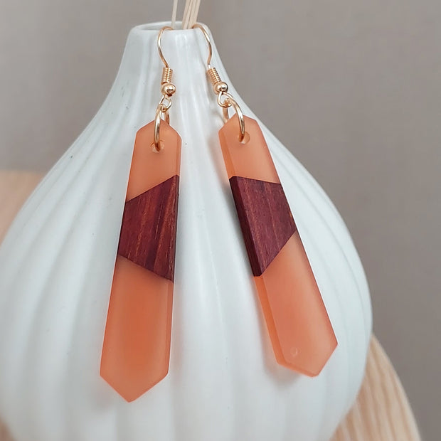 Wood & Resin Aurora Drop Earrings - Peach