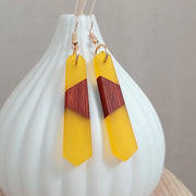 Wood & Resin Aurora Drop Earrings - Yellow