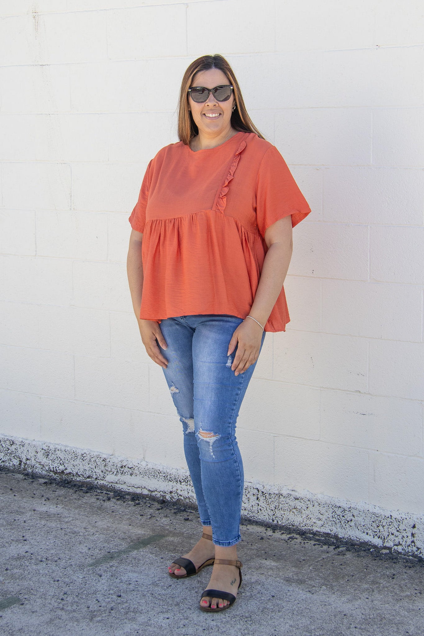 Tangerine - Frill Detail Tee