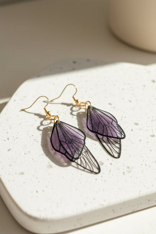 Purple - Butterfly Resin Earrings