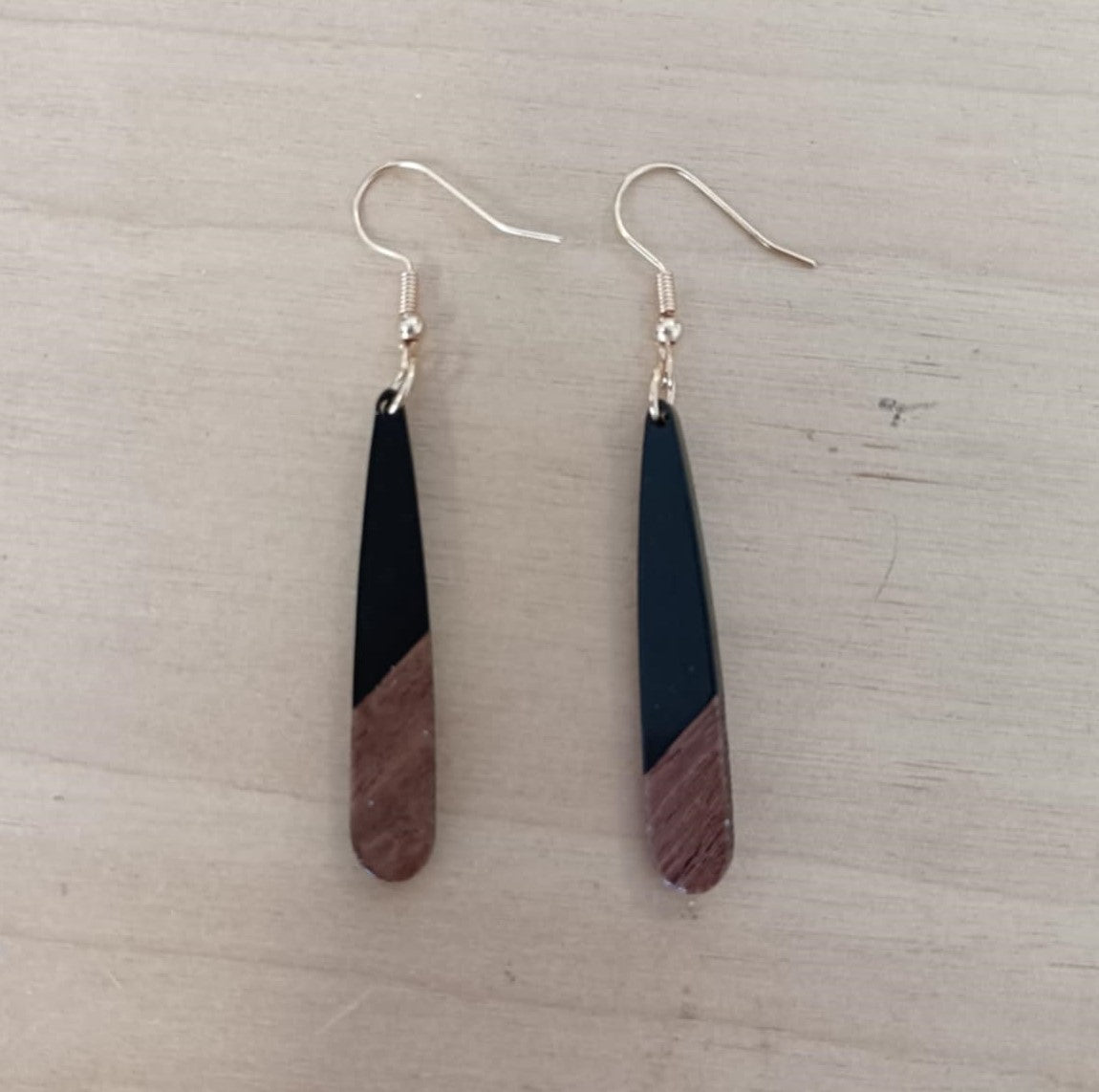 Black/Wood Resin Earrings