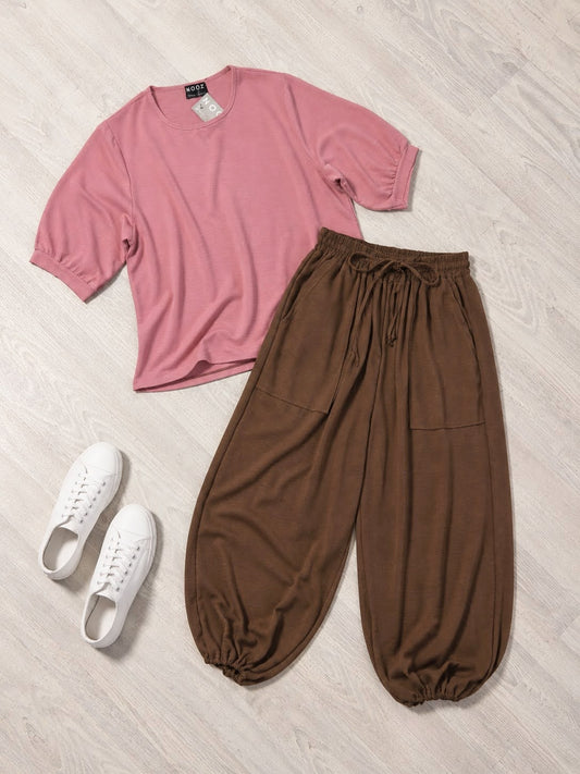 Plain Draped Izzy Top - Blush