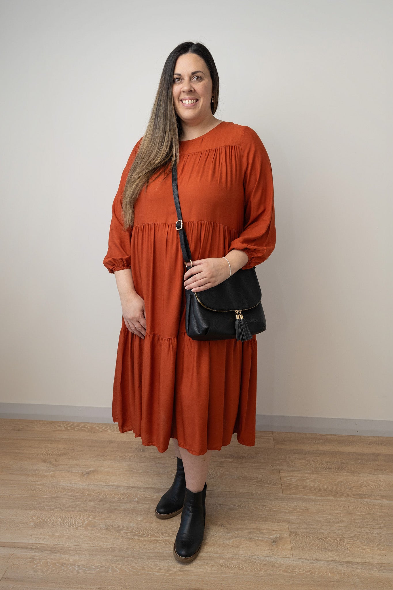 LS Cicely Smock Dress - Rust