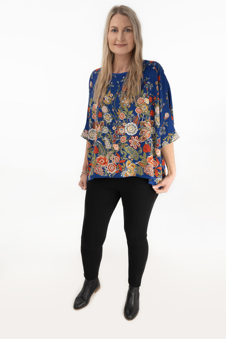 Hinderland Floral Draped Top - Solid Collection