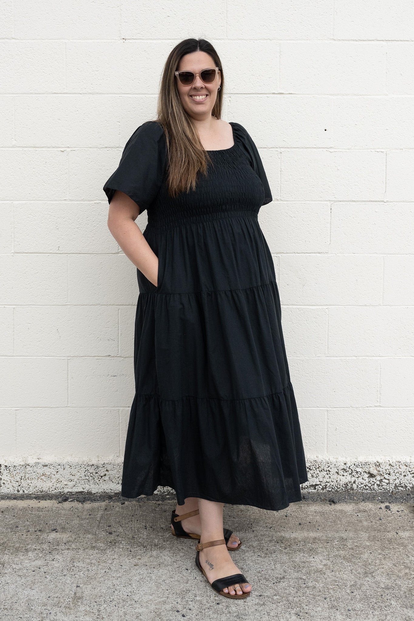 Shirred Bust Soph Maxi - Liquorice