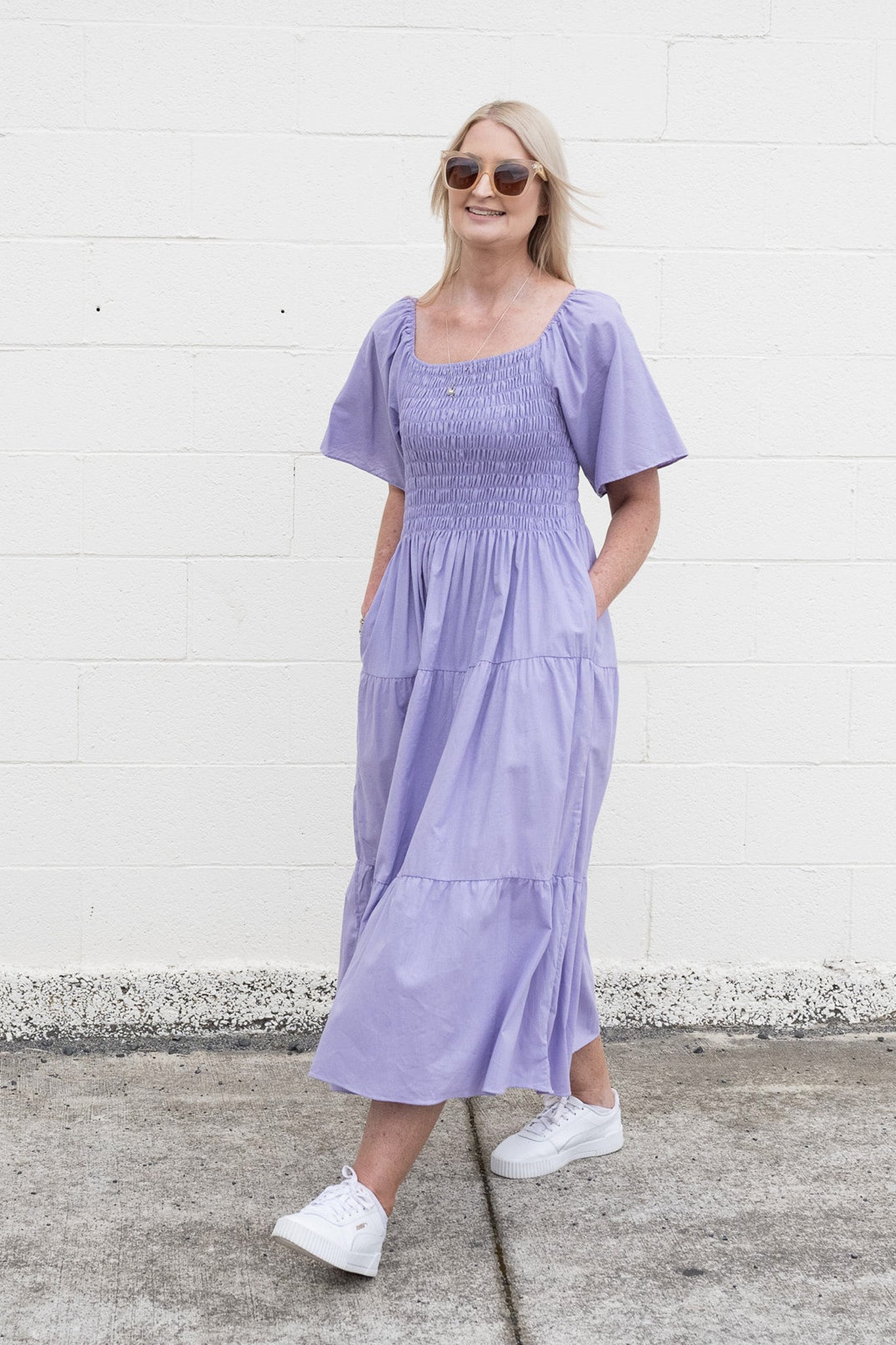 Shirred Bust Soph Maxi - Wisteria