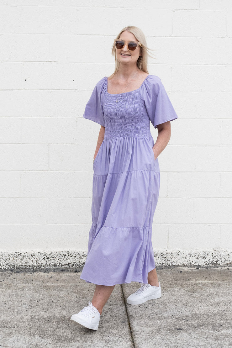 Shirred Bust Soph Maxi - Wisteria