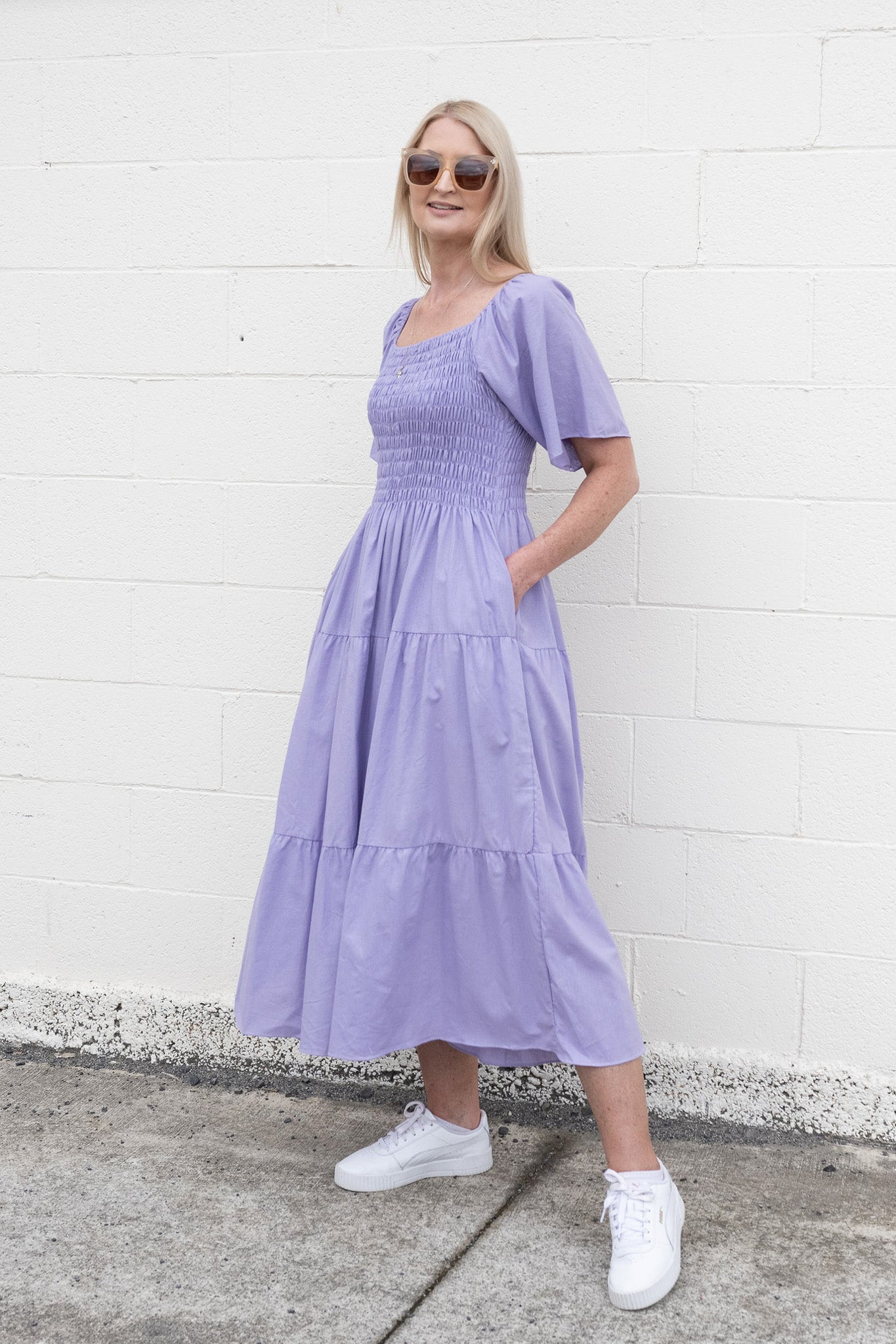 Shirred Bust Soph Maxi - Wisteria