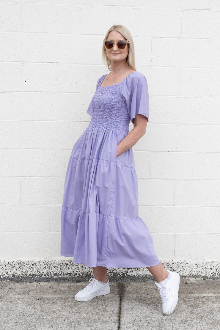 Shirred Bust Soph Maxi - Wisteria