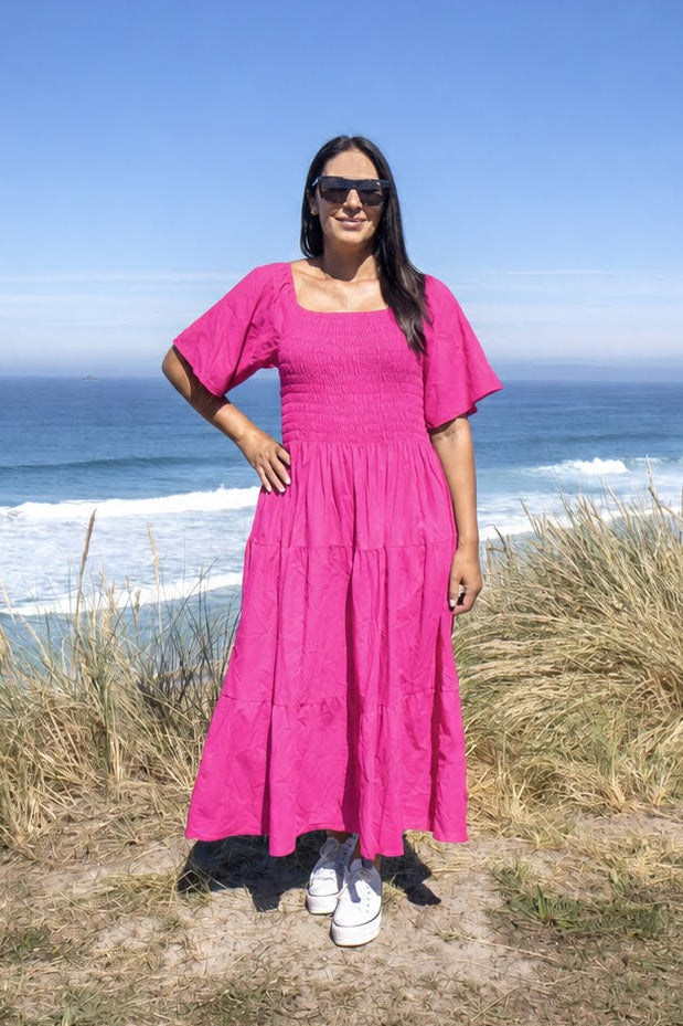 Shirred Bust Soph Maxi -  Hot Pink
