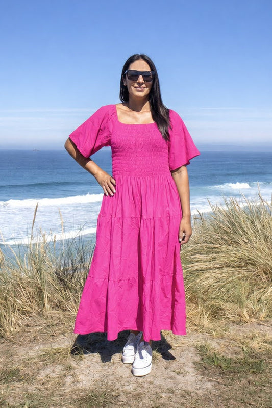 Shirred Bust Soph Maxi -  Hot Pink