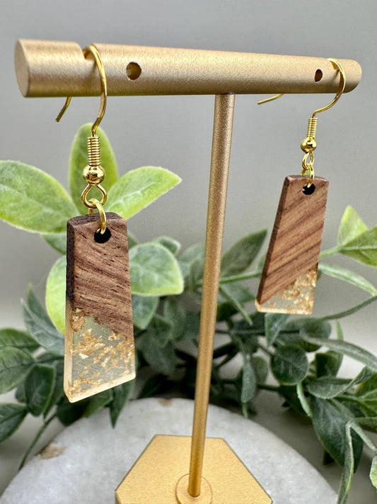 Gold Flake/Wood earrings