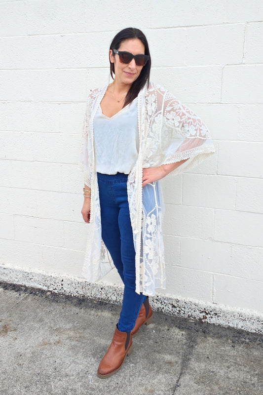 Cream Ariana Embroidered Cardi