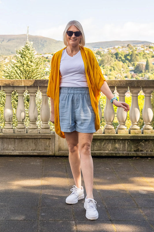 Short Plain Kimono - Mustard