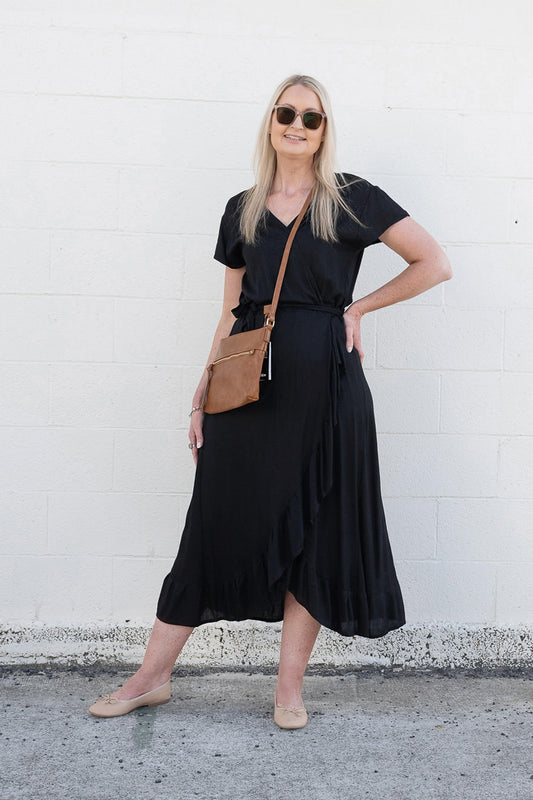 Long Black Olivia Wrap Dress
