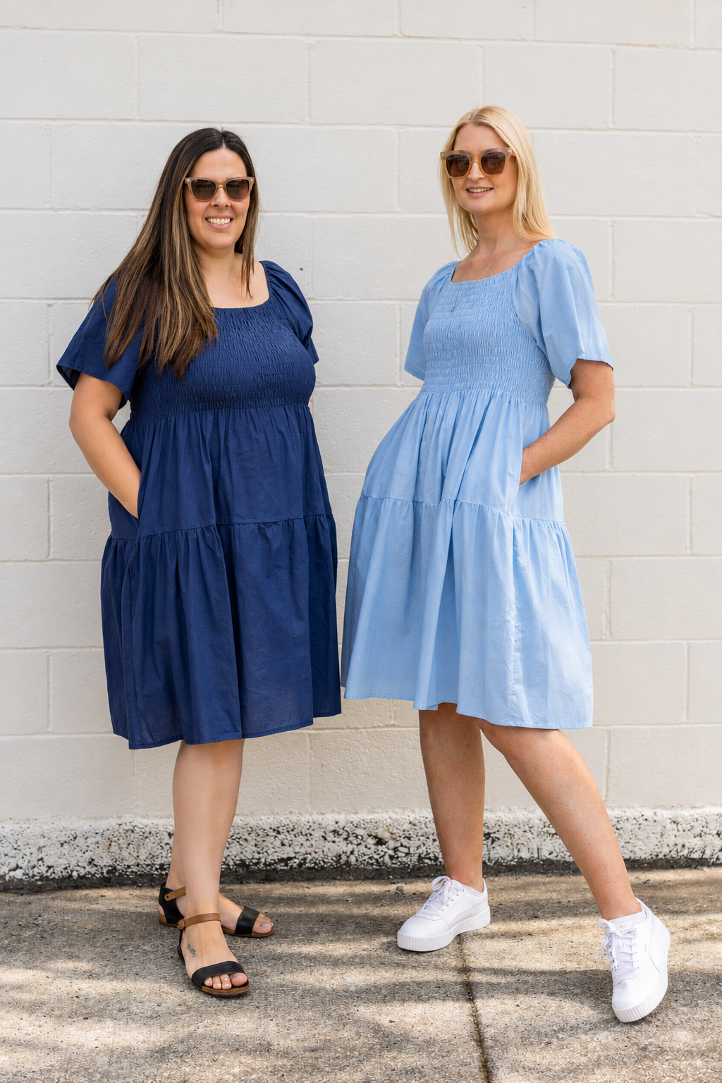 Plain Shirred Bust Louisa Dress - Sky Blue