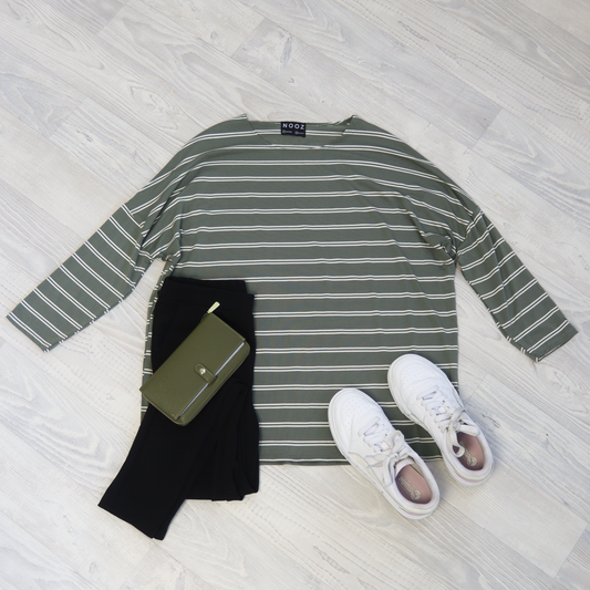 Double Stripe Milly Top - Olive