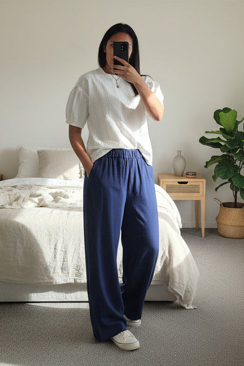 Navy - Straight Leg Pants