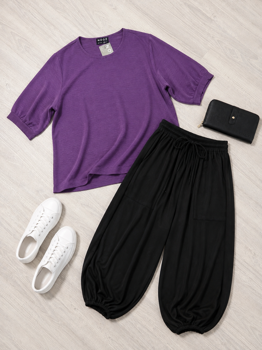 Plain Draped Izzy Top - Grape