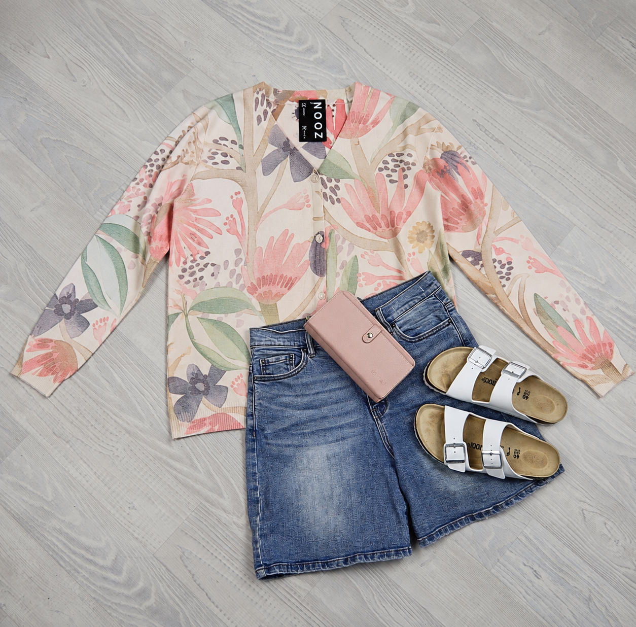 Relaxed Line Graphic Cardigan - Watercolour Flora