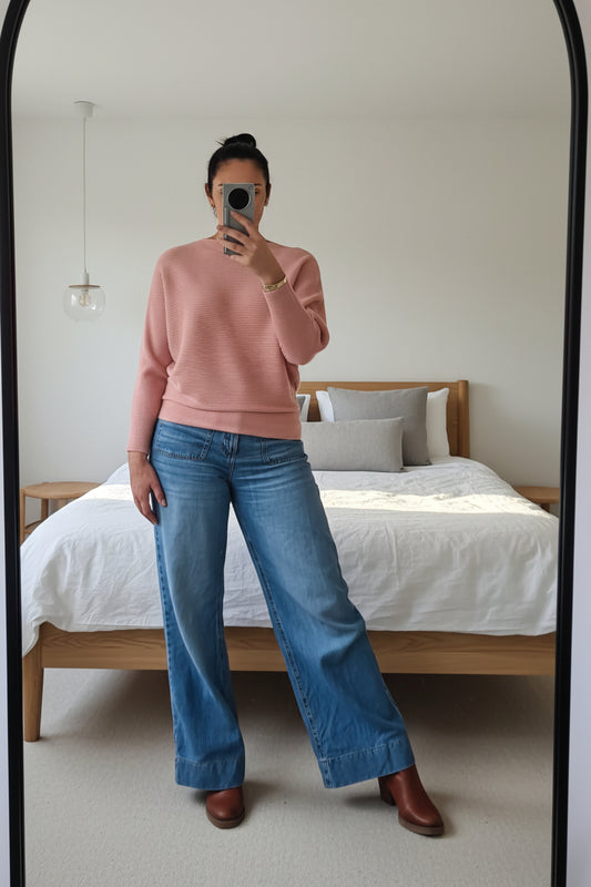 Misty Rose - Nellie Ribbed  Batwing Knit